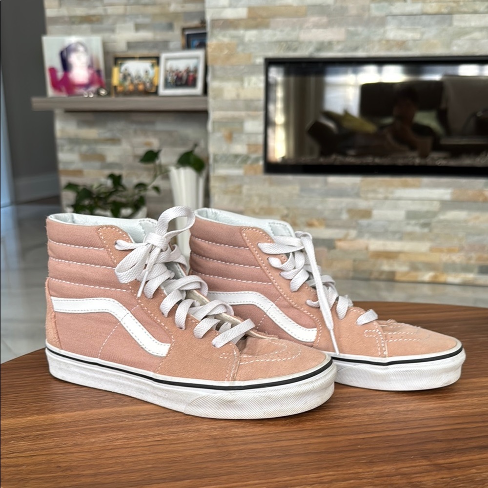 Vans Pink and White High-Top Sneakers